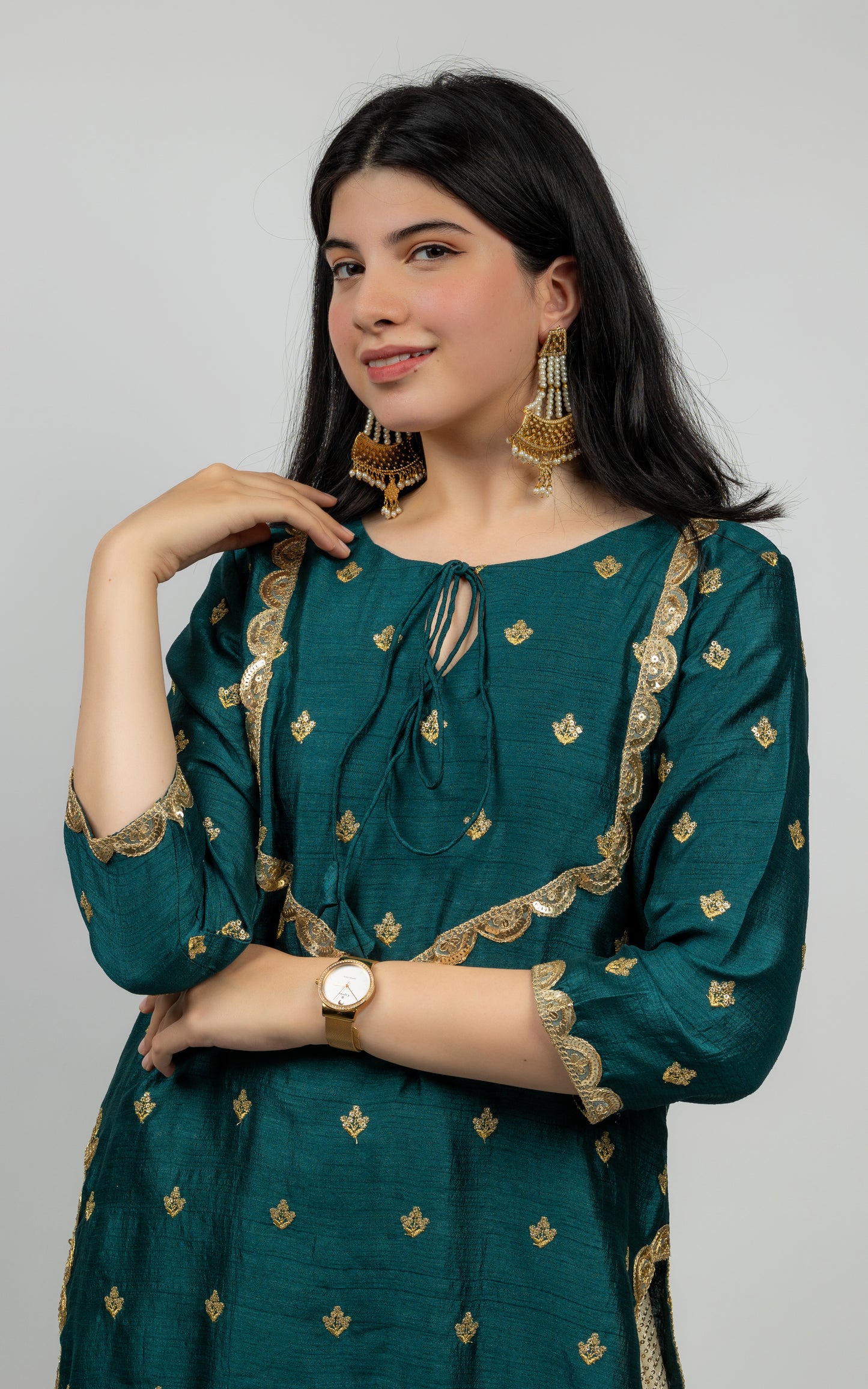 Alish Festive Green Kurti with Sequin Sharara Pant DC2309
