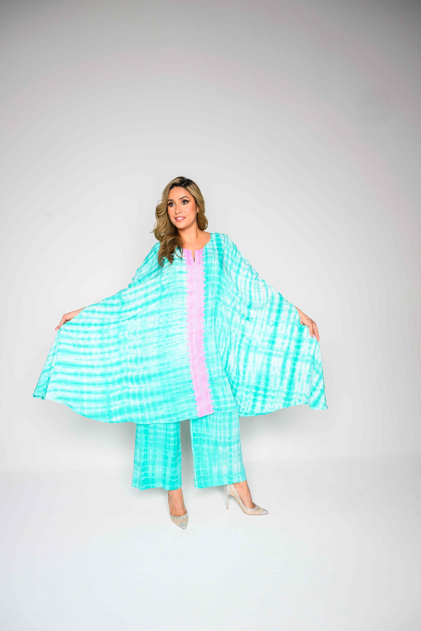 RMCP - Sea Green Crepe Kaftan Co-Ord Set