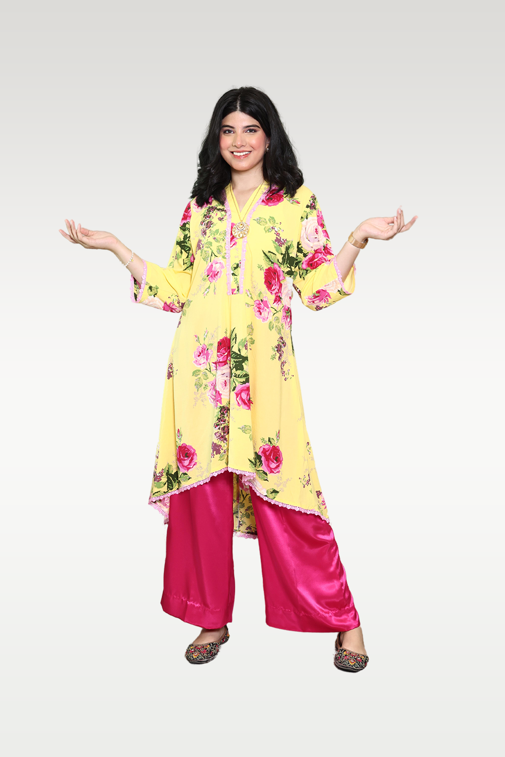 Alish Yellow and Pink Kurti RMCD1