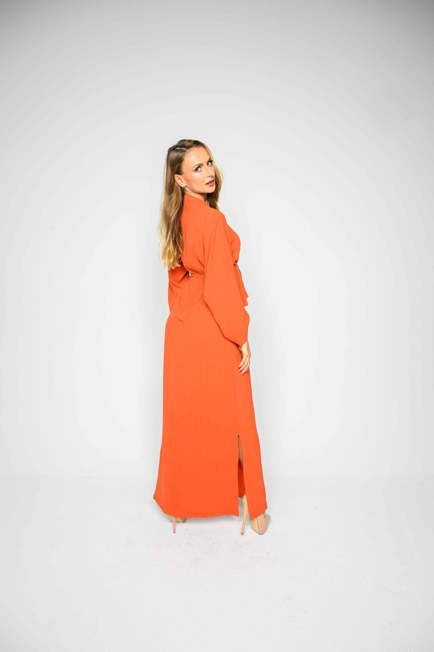 RMGF - Light Brown Crepe Long Dress