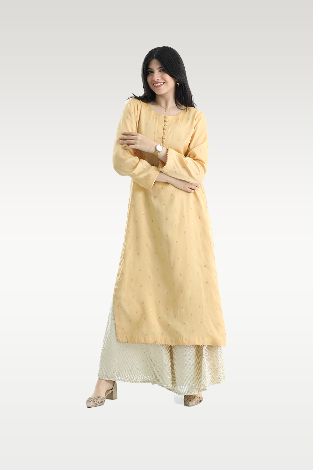 Alish Yellow Long Kurta with Plazo Pant
