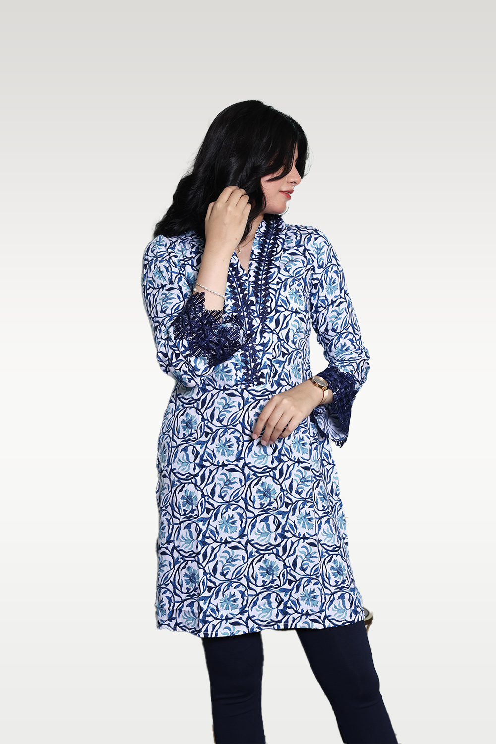Alish Premium Cotton Blue Kurti RMFH