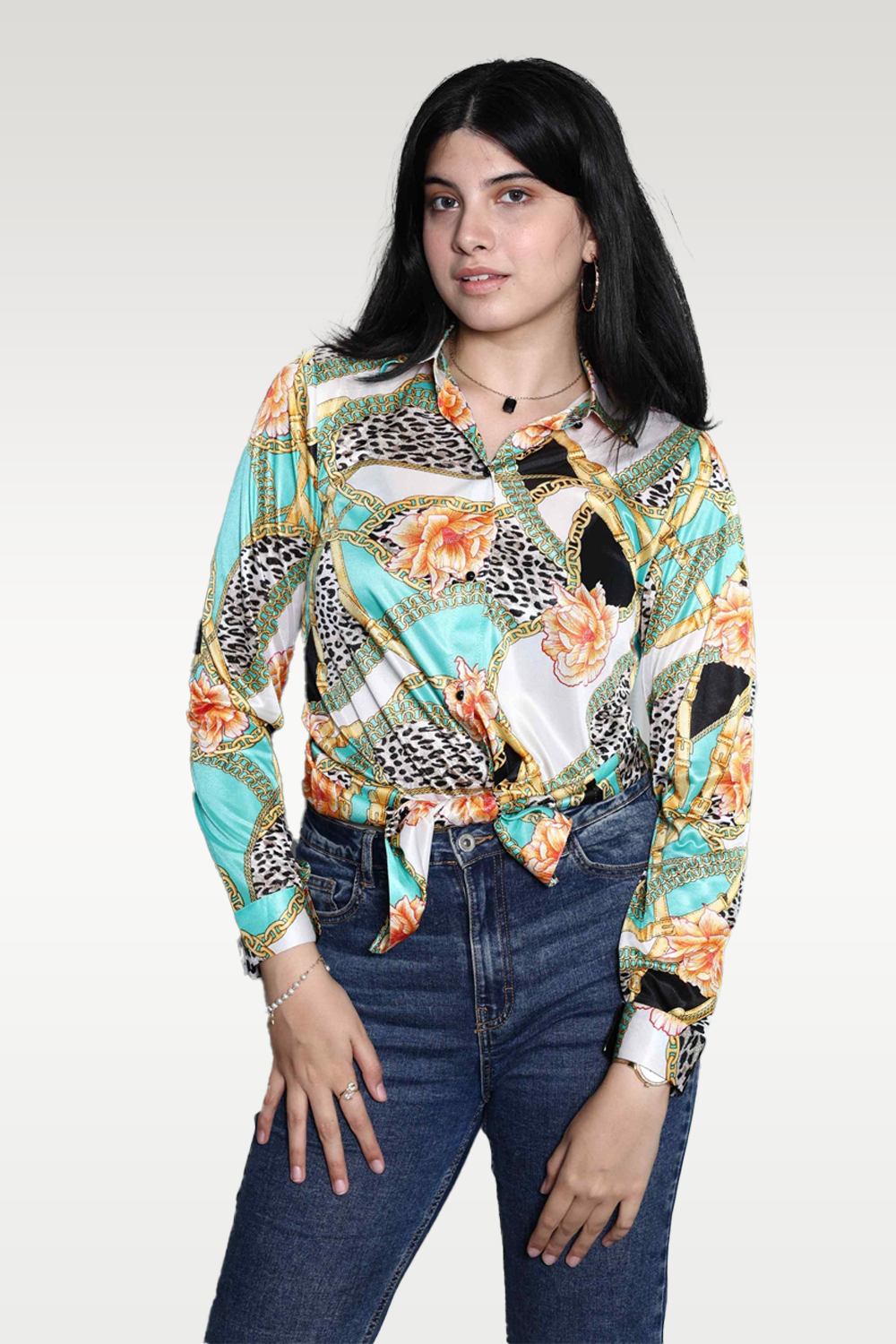 Alish Abstract Print Satin Top RMIF