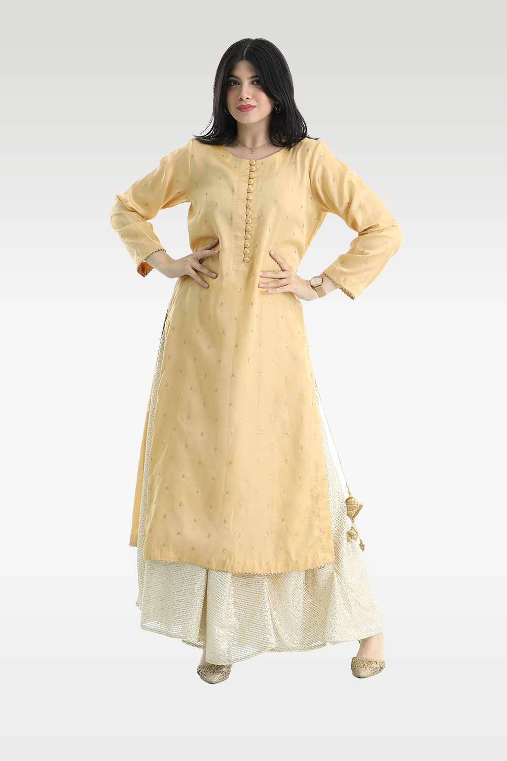 Alish Yellow Long Kurta with Plazo Pant