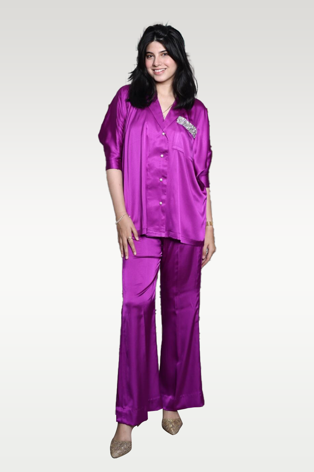 Alish Premium Purple Satin Co-Ord Set RMDU5