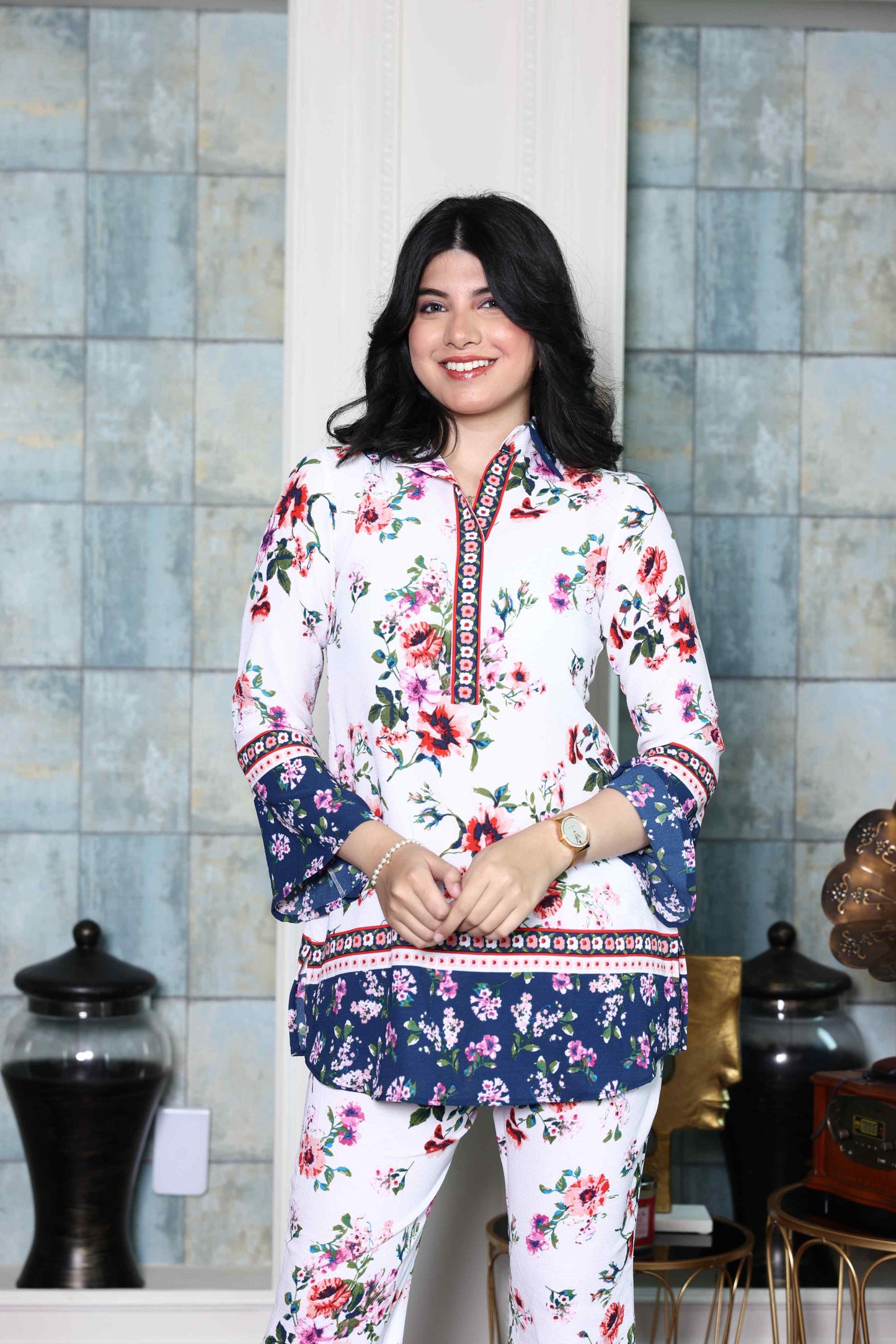 Alish Printed Crepe White Co-Ord Set RMIA