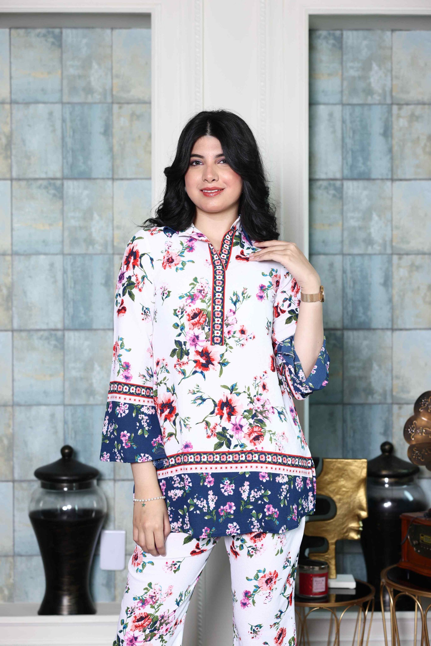 Alish Printed Crepe White Co-Ord Set RMIA