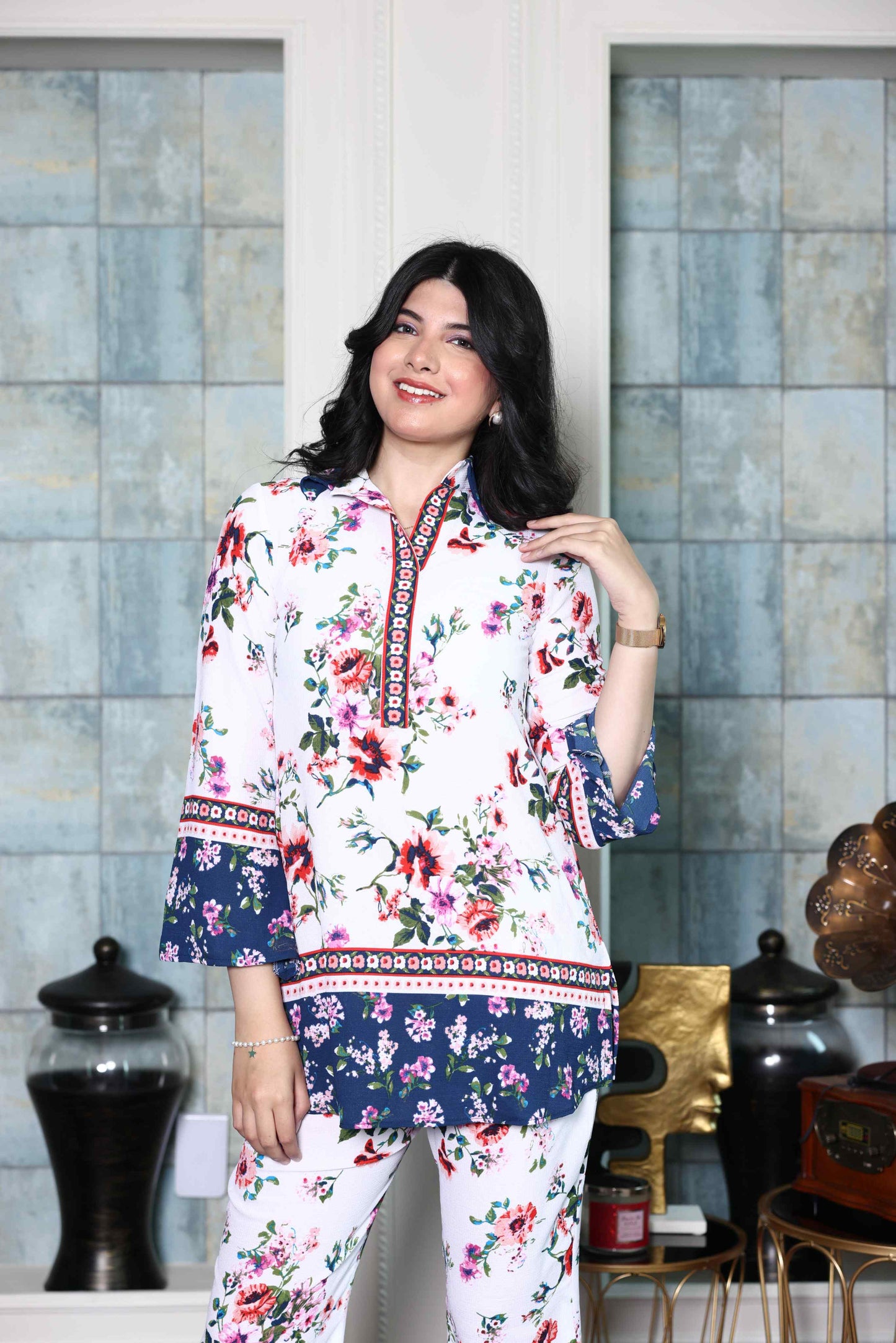 Alish Printed Crepe White Co-Ord Set RMIA