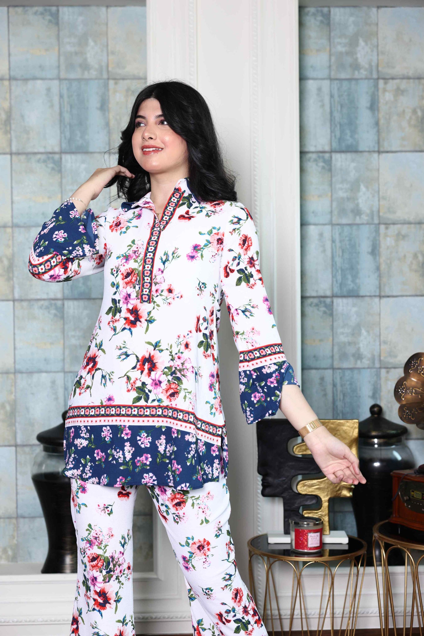 Alish Printed Crepe White Co-Ord Set RMIA