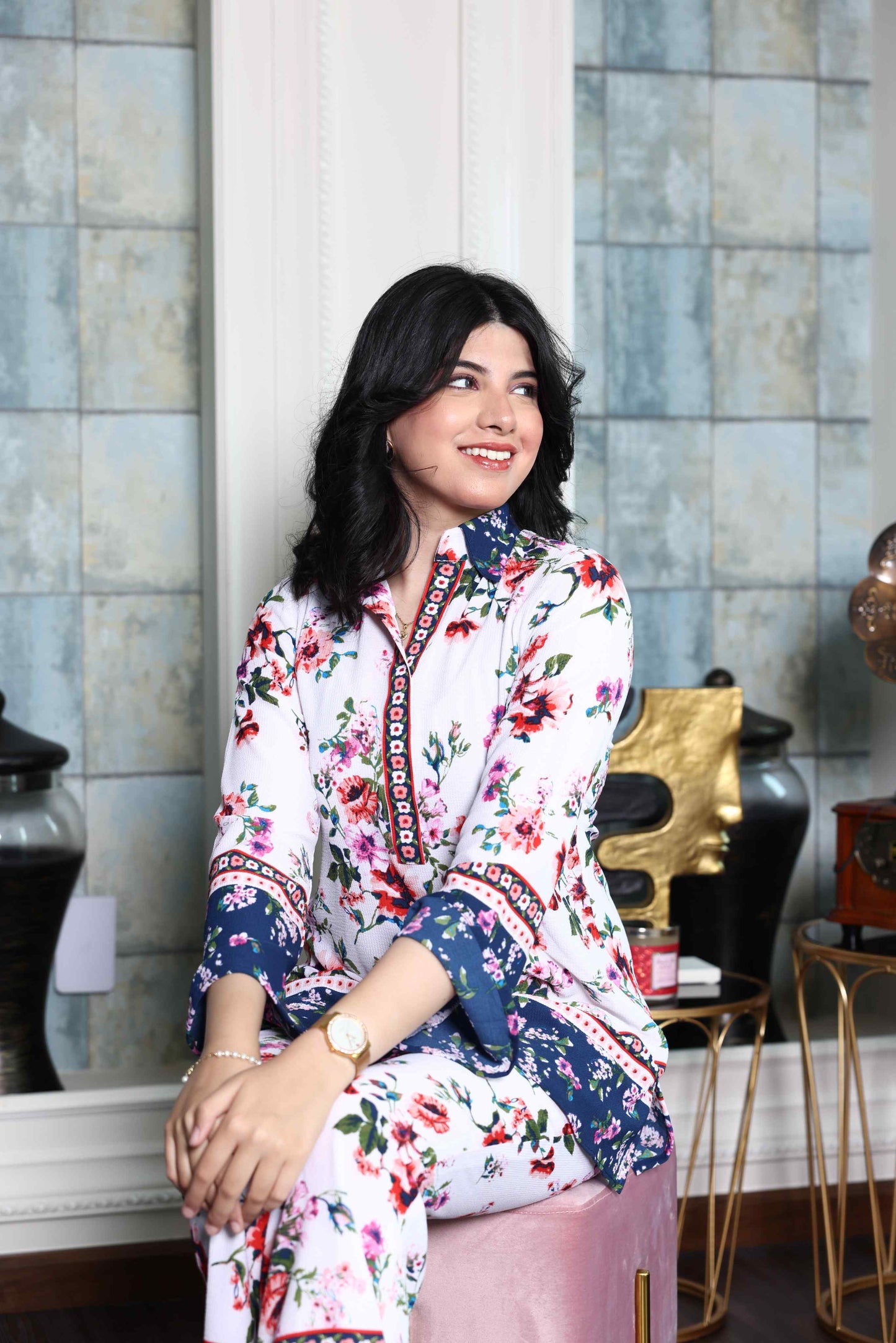 Alish Printed Crepe White Co-Ord Set RMIA
