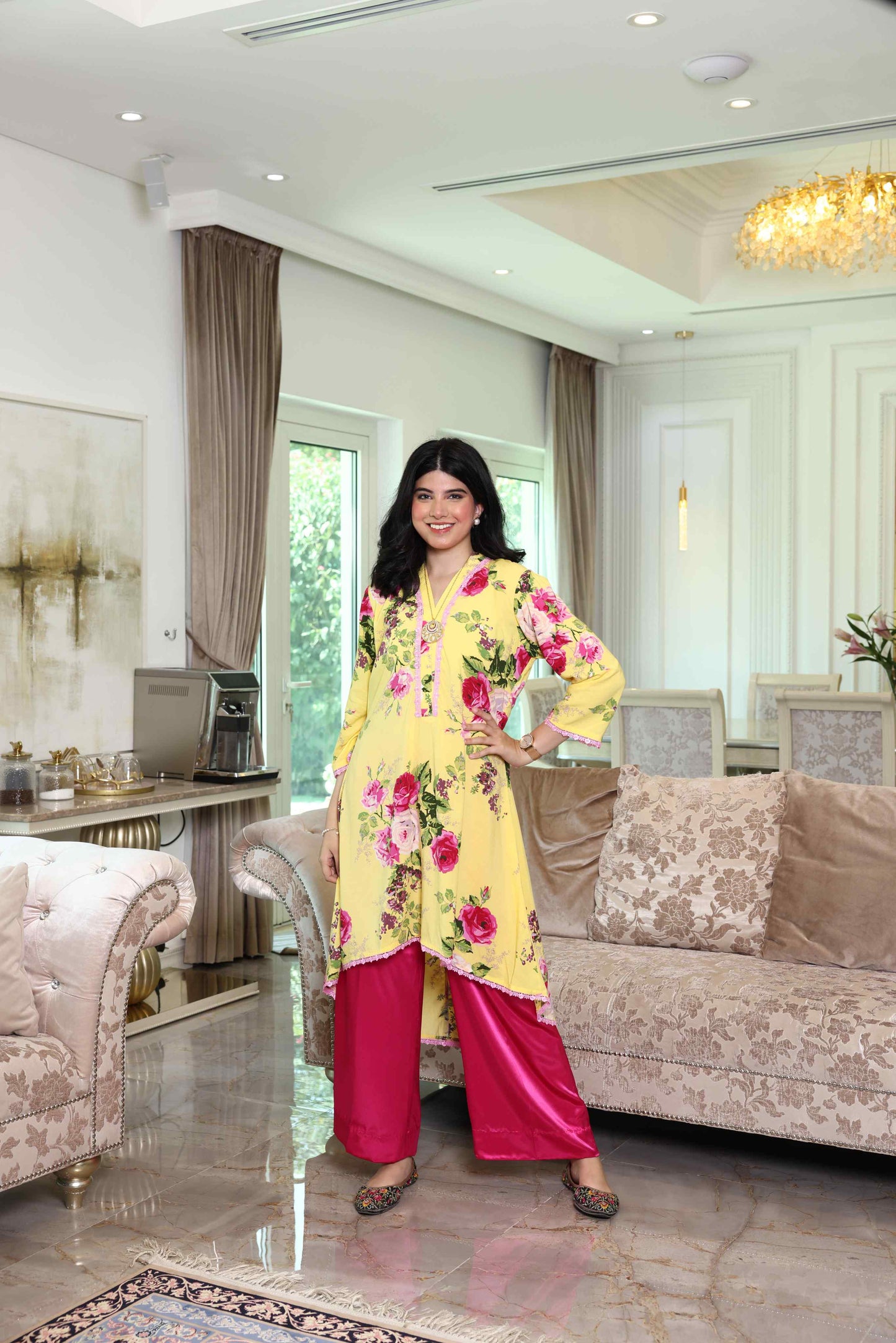 Alish Yellow and Pink Kurti RMCD1
