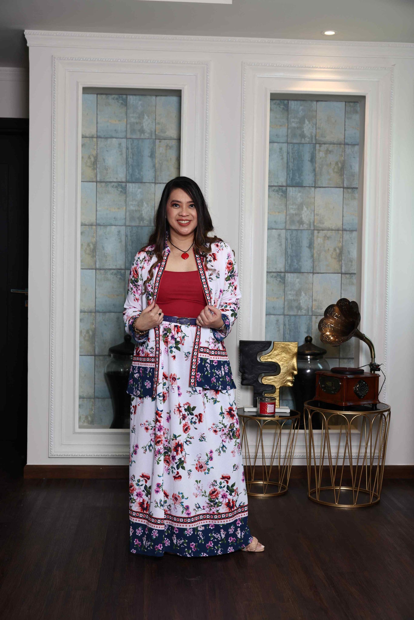 White Floral Bubble -Print Co-Ord Set