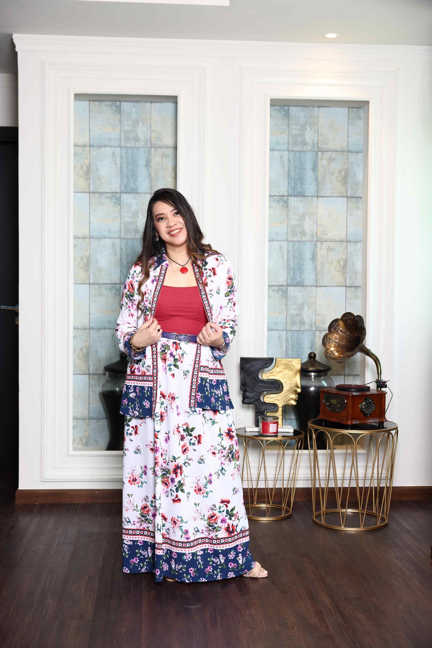 White Floral Bubble -Print Co-Ord Set