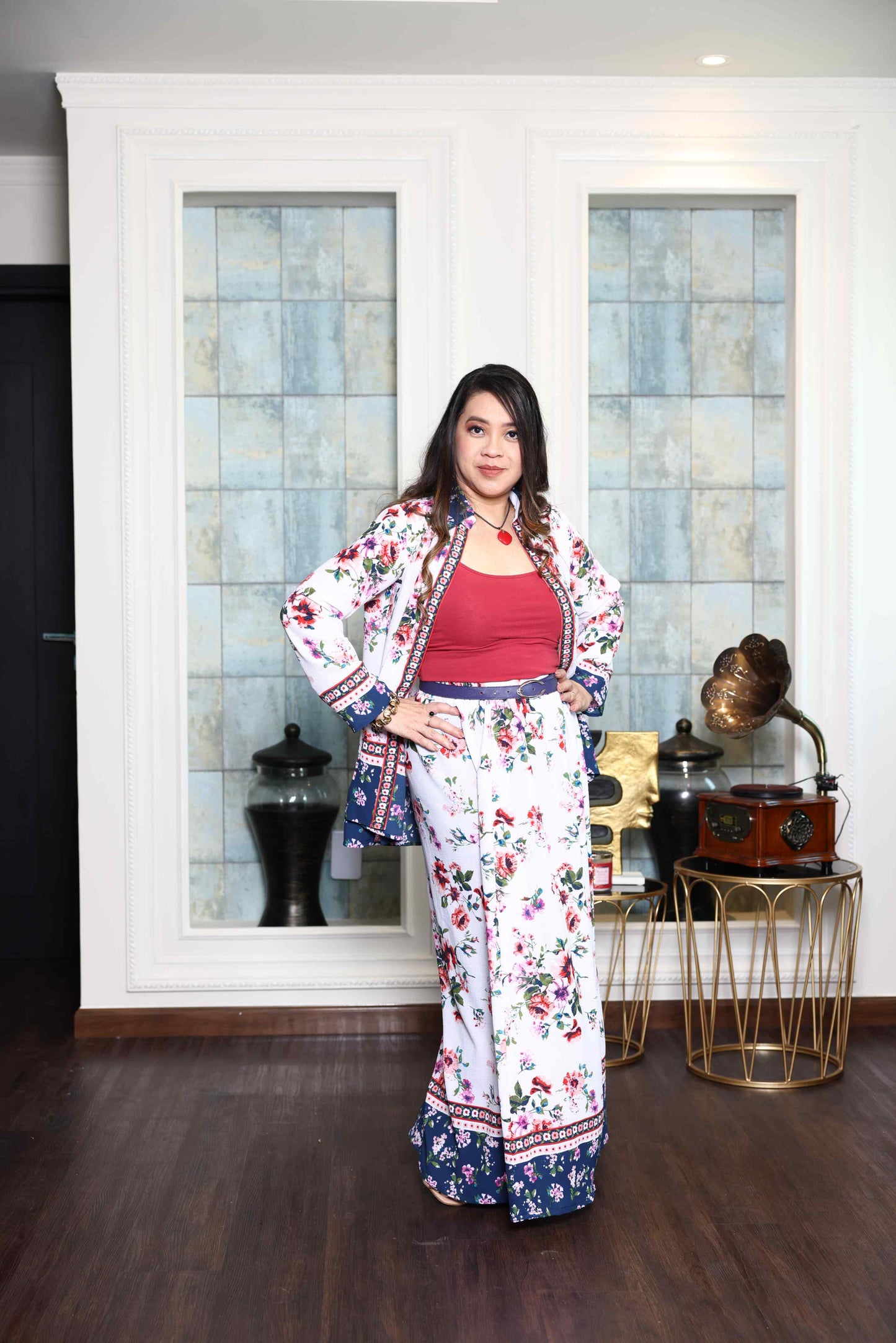 White Floral Bubble -Print Co-Ord Set