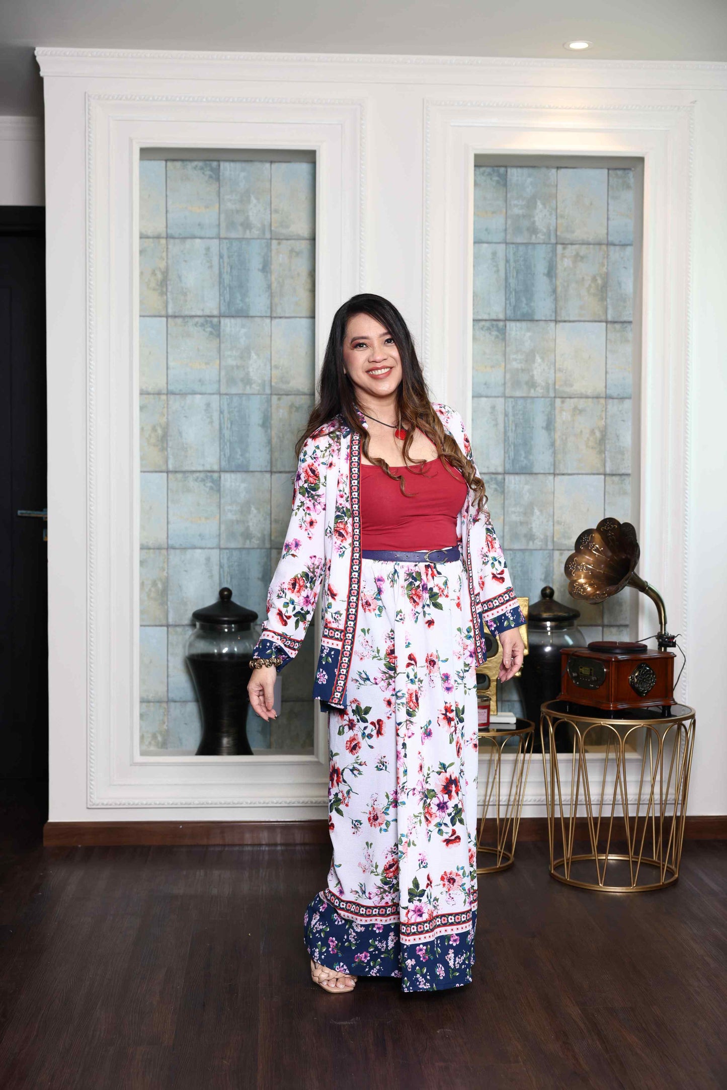 White Floral Bubble -Print Co-Ord Set