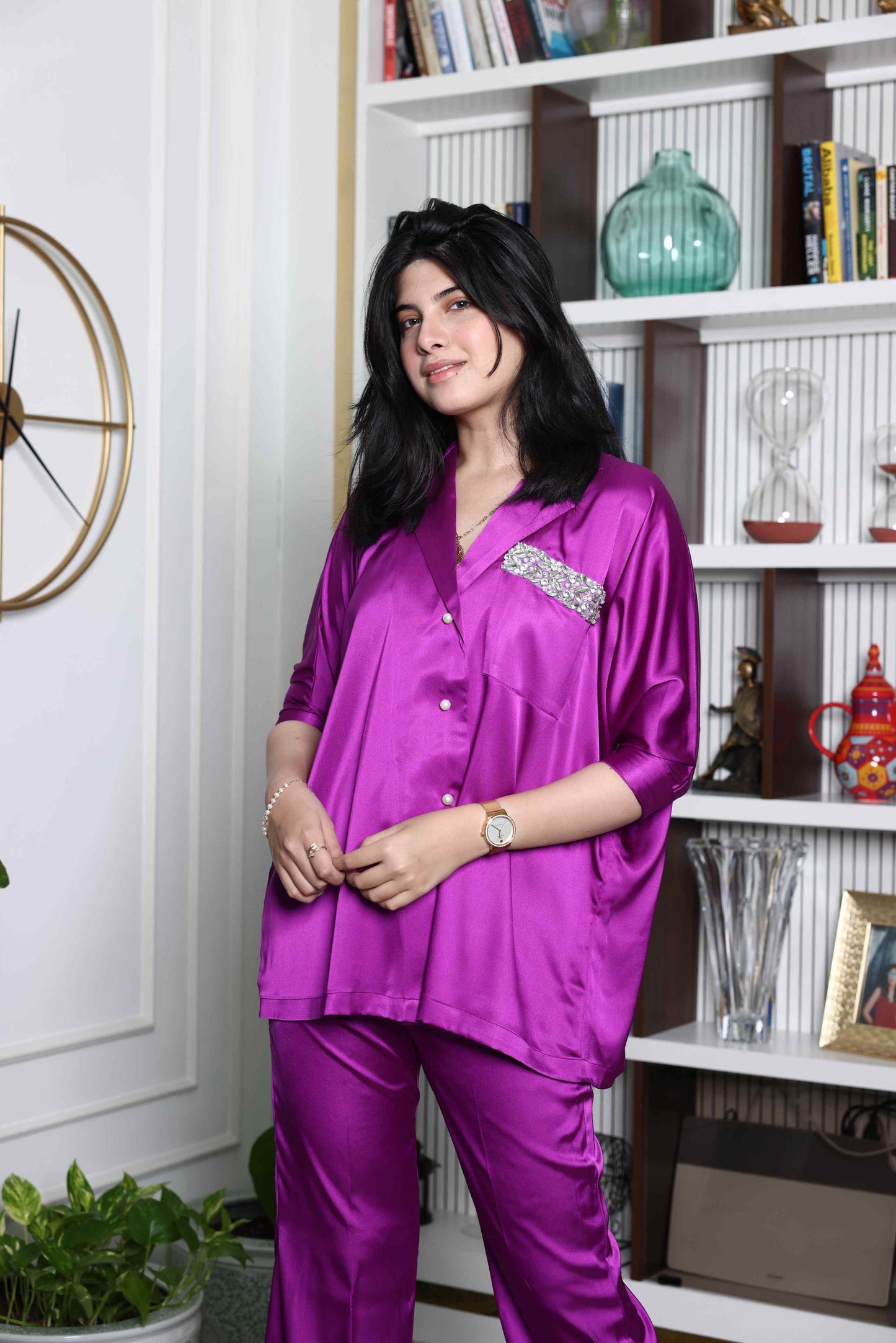 Alish Premium Purple Satin Co-Ord Set RMDU5