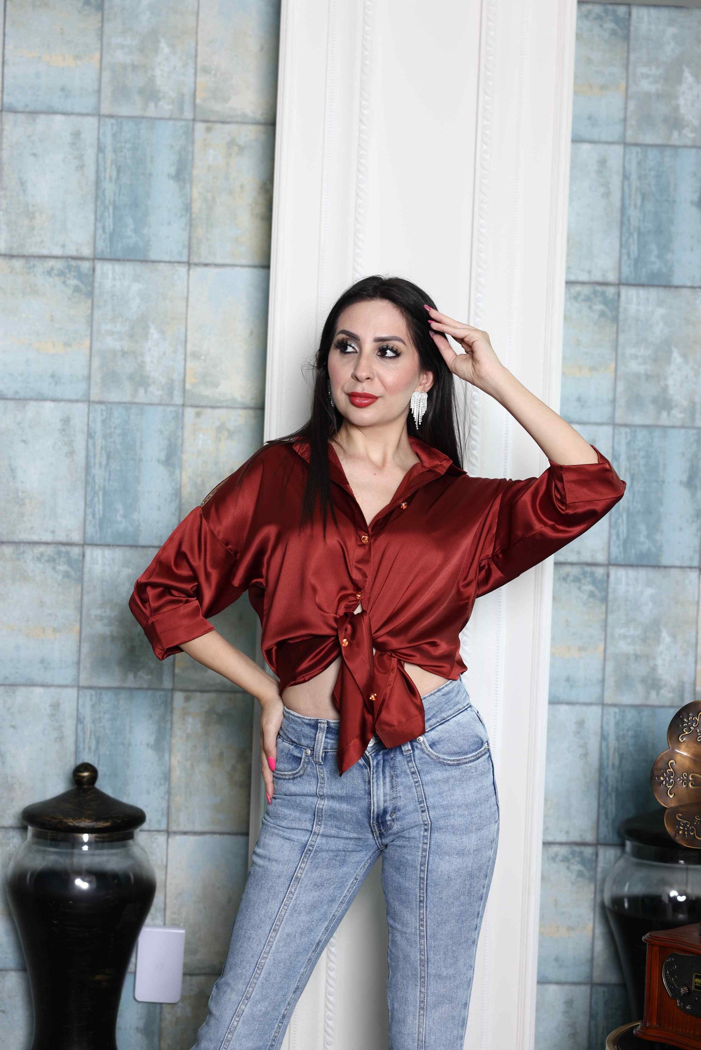 Alish Dark Red Casual Top RMIR