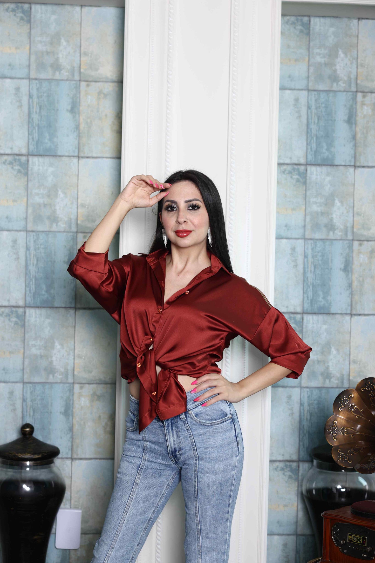 Alish Dark Red Casual Top RMIR