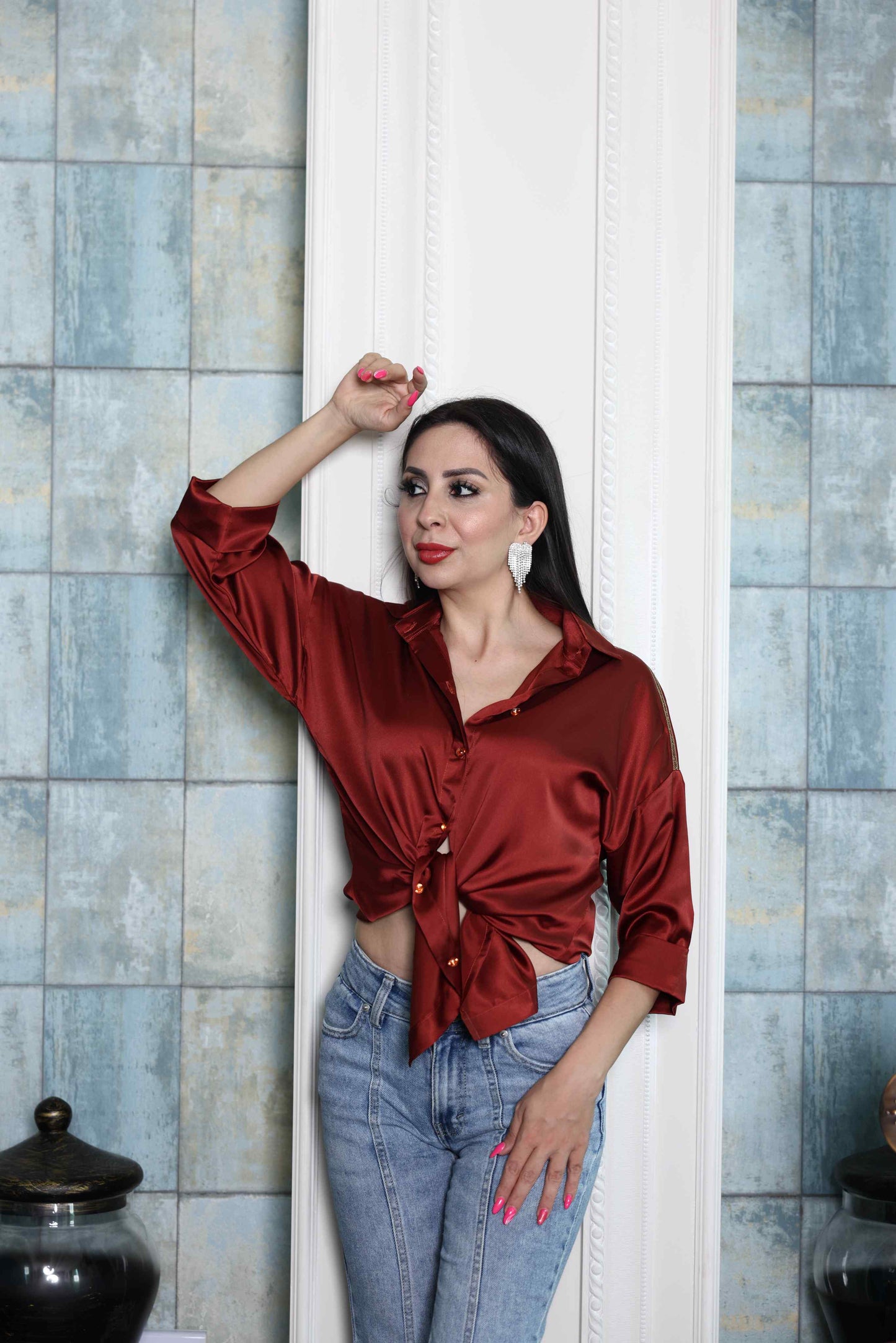 Alish Dark Red Casual Top RMIR