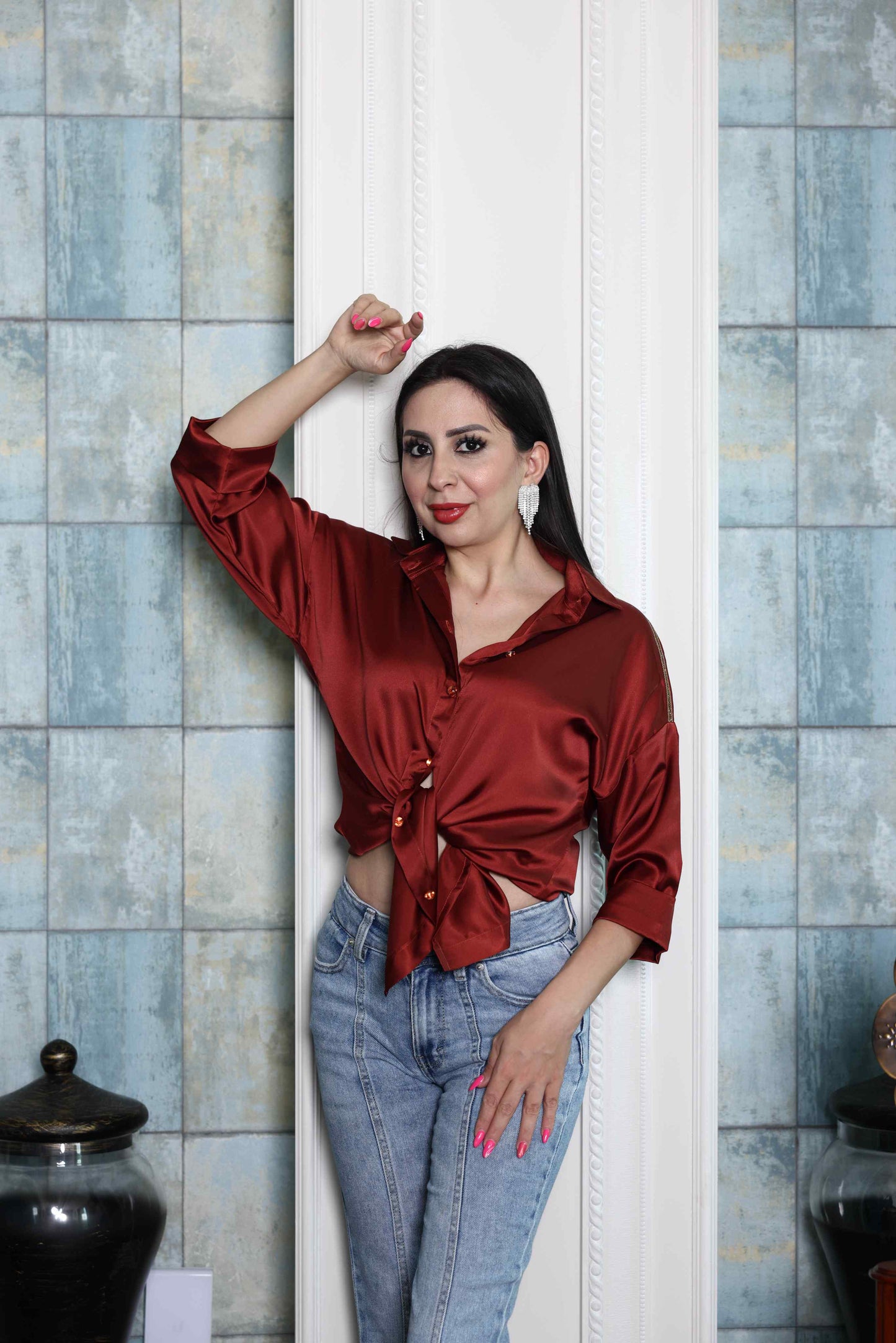 Alish Dark Red Casual Top RMIR