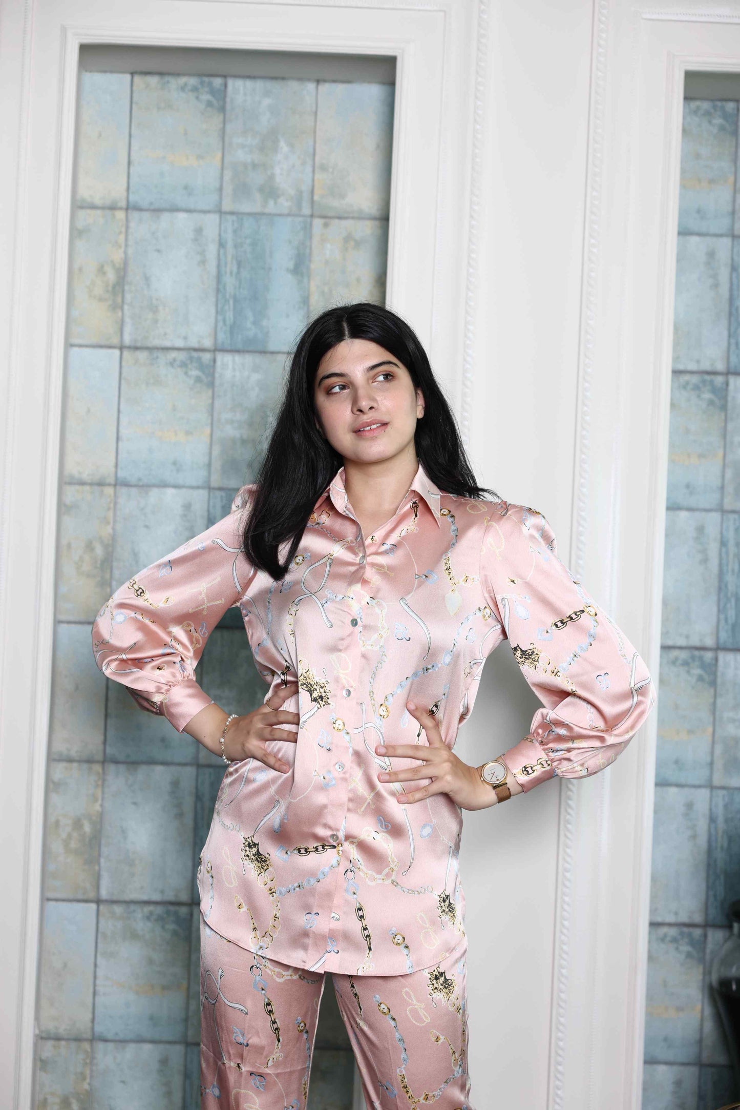 Alish Soft Satin Co ord Set RMIE