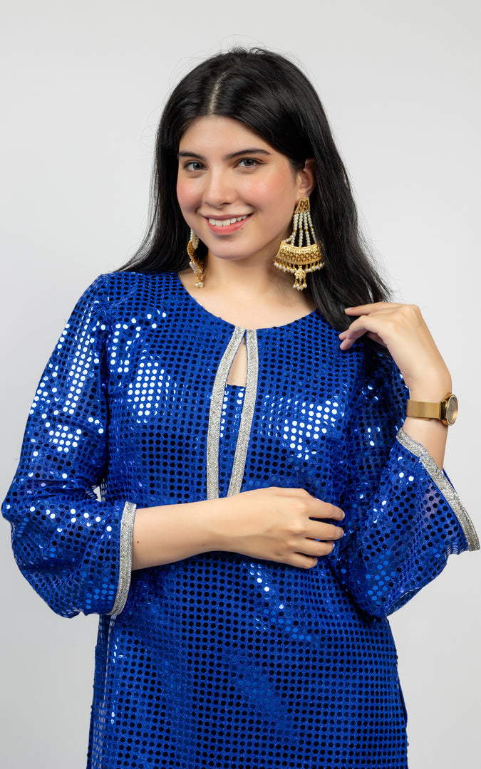 Royal Blue Sequin Top with Glitter Pants – Alish Apparel