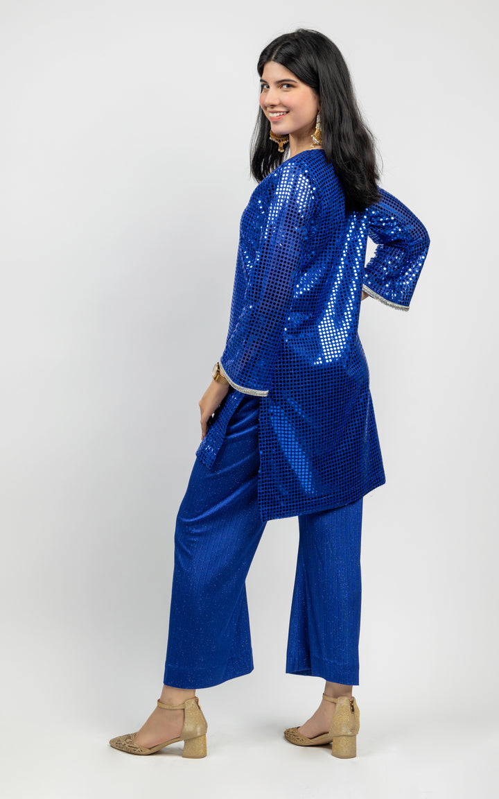 Royal Blue Sequin Top with Glitter Pants