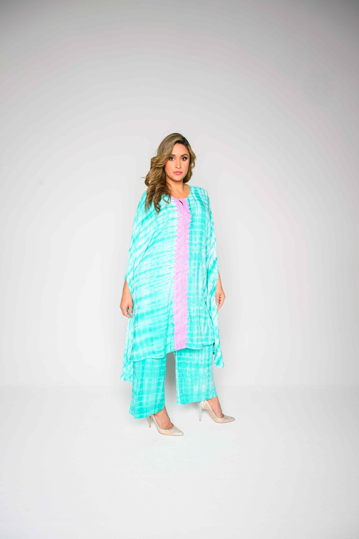 RMCP - Sea Green Crepe Kaftan Co-Ord Set