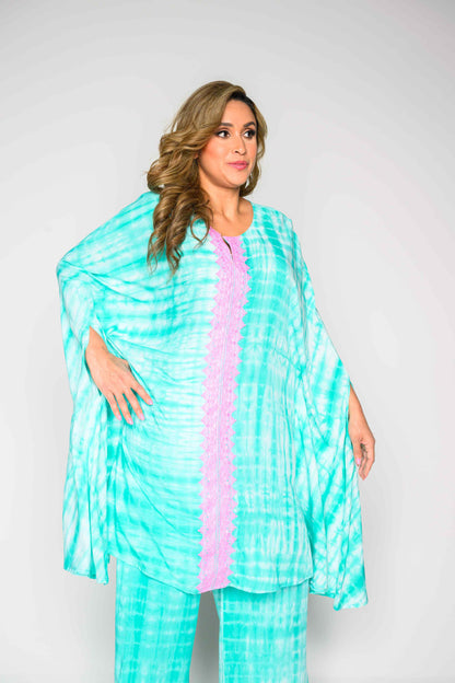 RMCP - Sea Green Crepe Kaftan Co-Ord Set