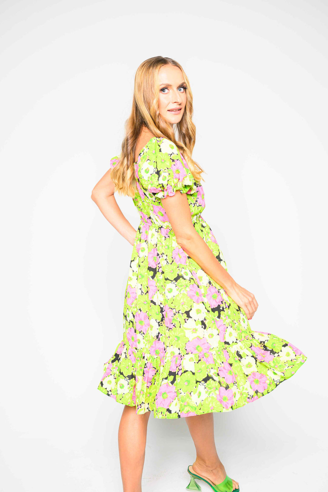 Alish Neon Green Knee Length Summer Dress RMHJ