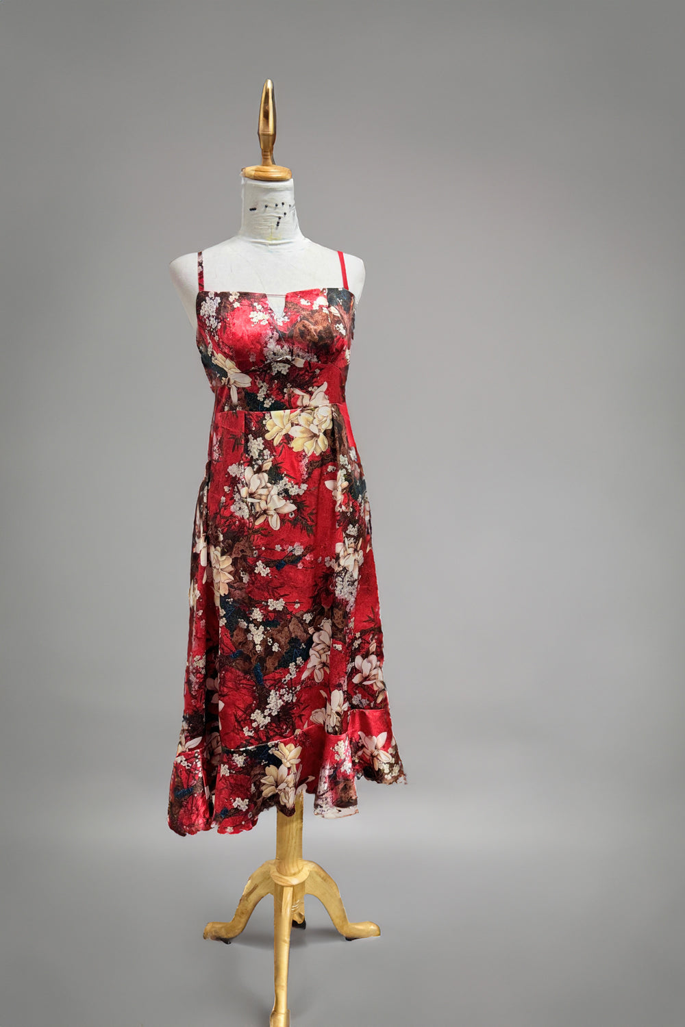 Enchanted Garden: Floral Satin Midi Dress