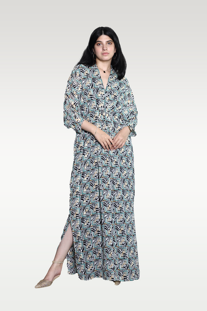 Alish Green Printed Long Gown RMR