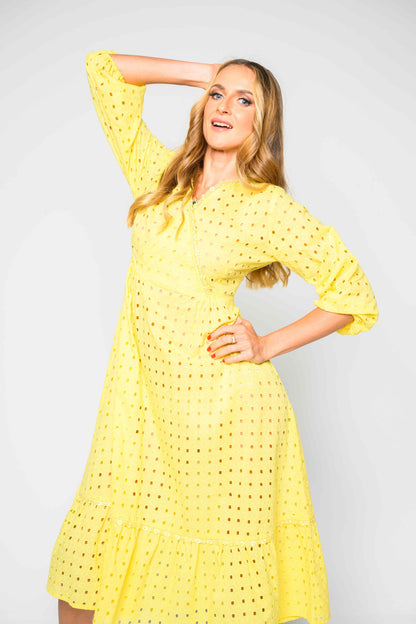 RMFI - Soft Yellow Chikankari Dress