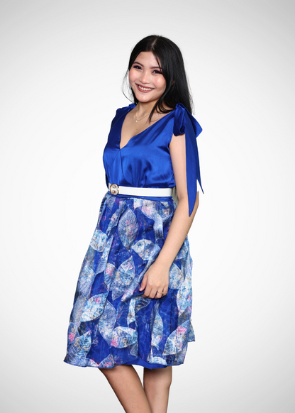 Alish Trendy Electric Blue Organza Short Dress U2