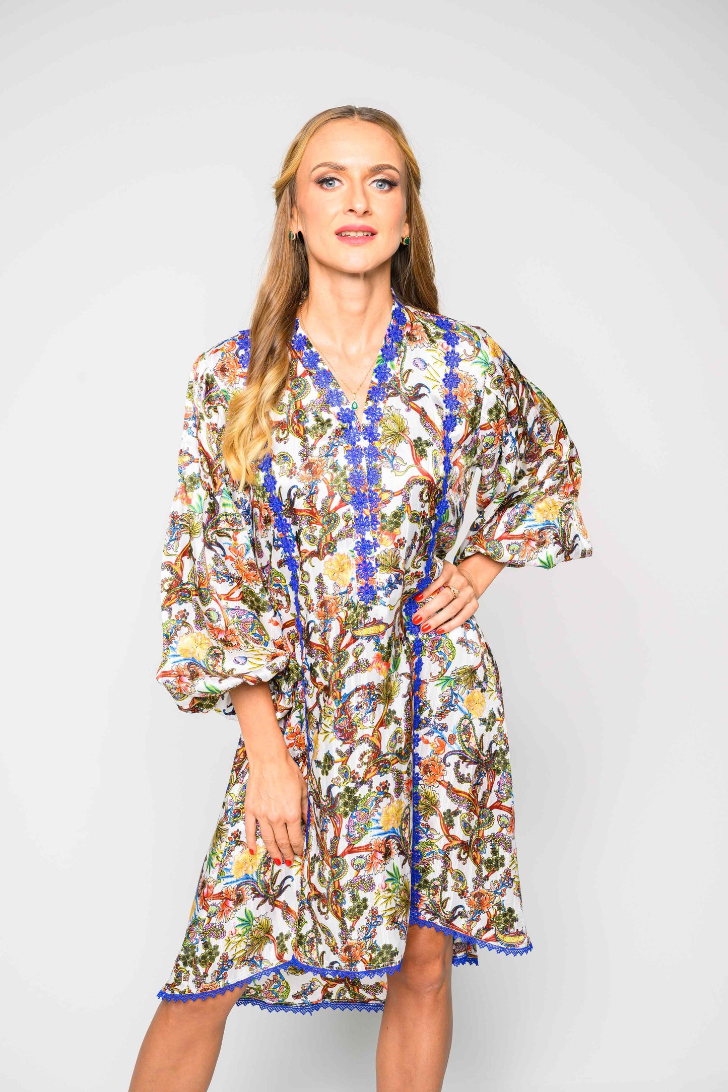 Alish White Kurti with Multicolor Design Crepe RMAF1