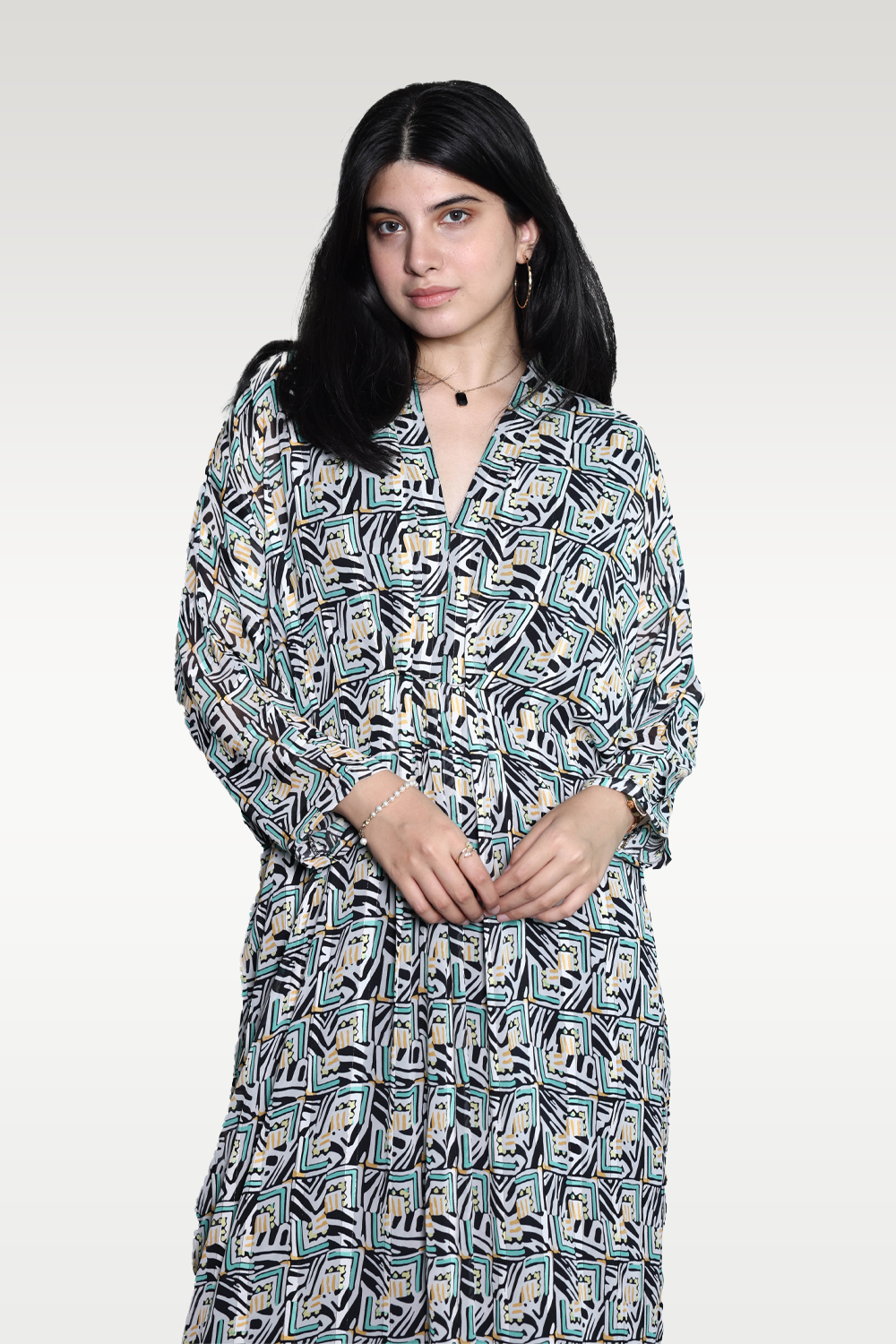 Alish Green Printed Long Gown RMR