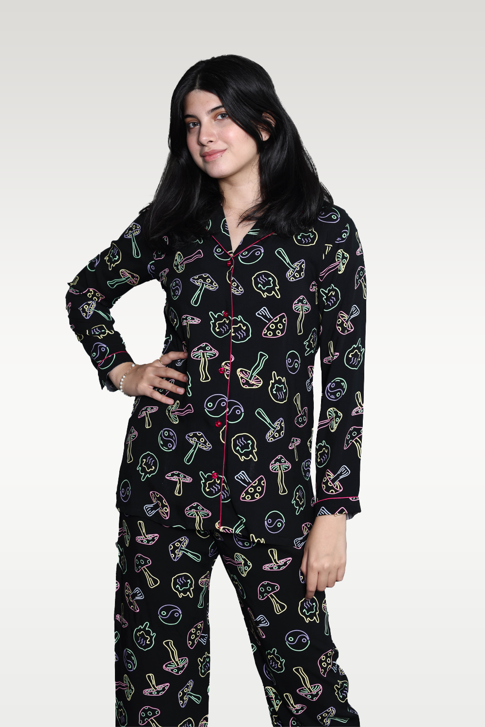 Alish Black Printed Night Dress RMKF