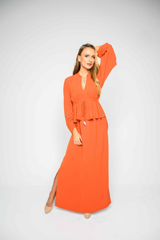 RMGF - Light Brown Crepe Long Dress