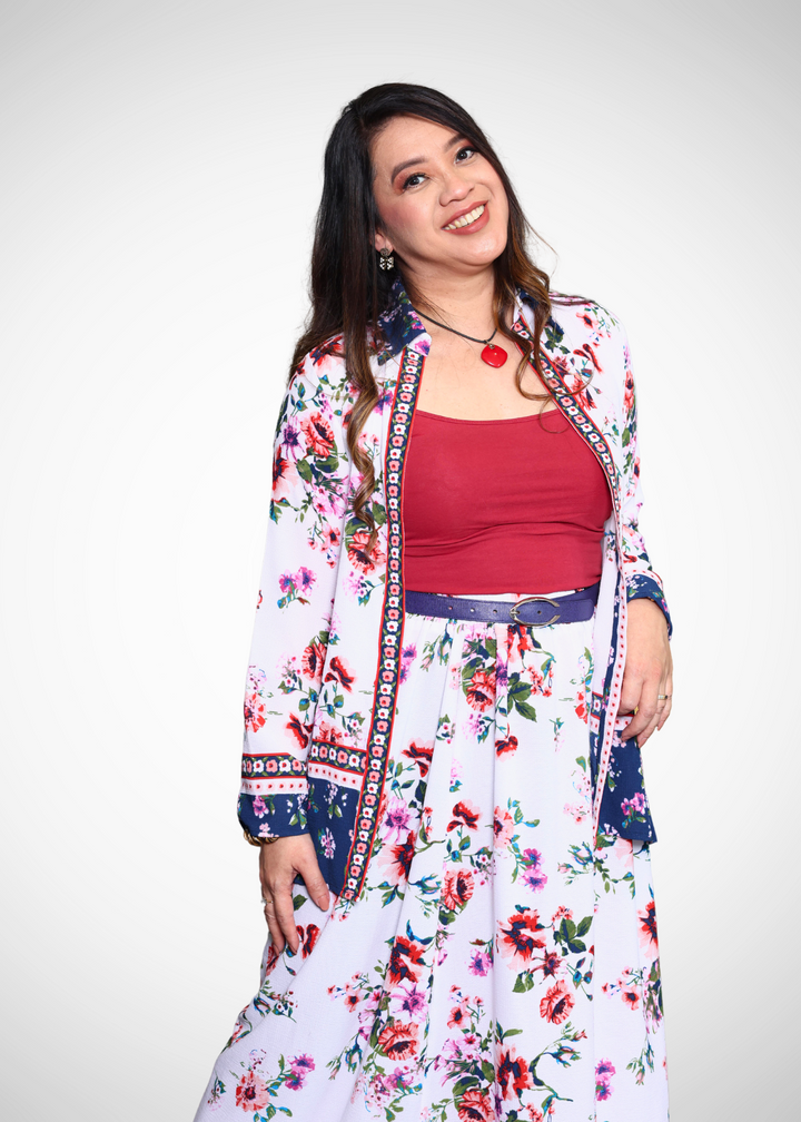 Alish Full Sleeves Skirt and Jacket Set With Floral Print RMIA