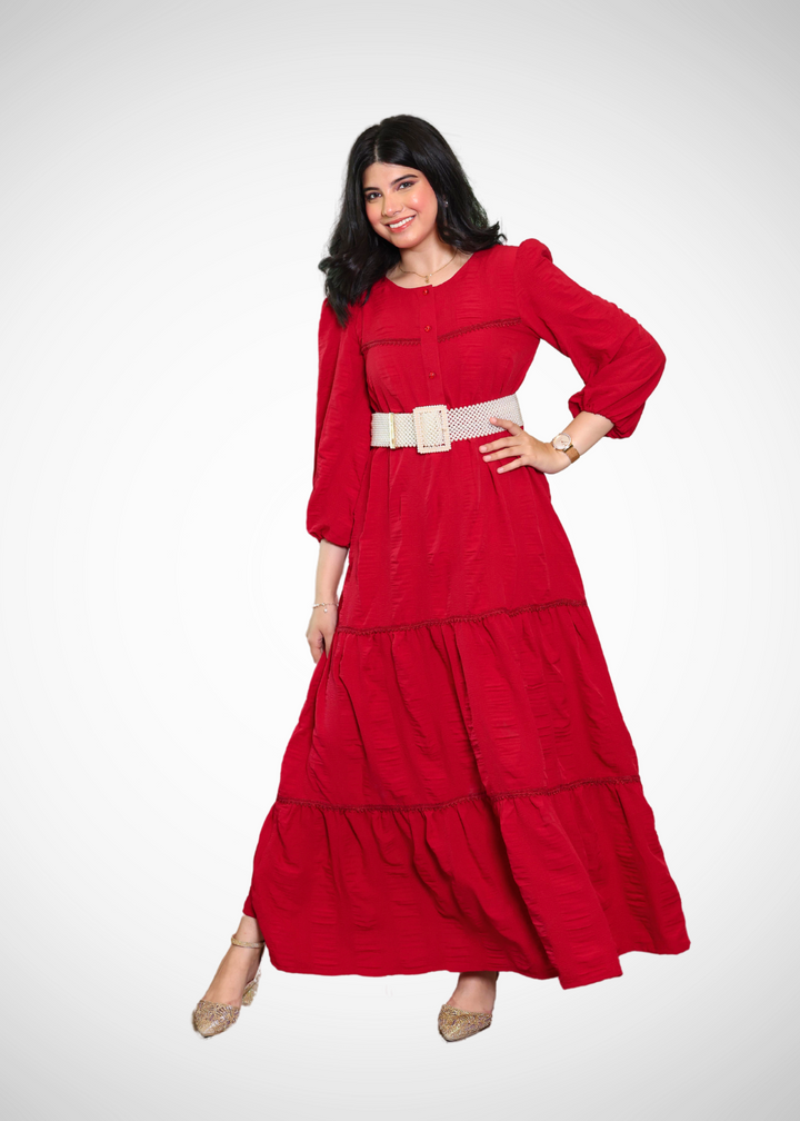 Alish Bold Red Boho Style Long Dress RMBP1