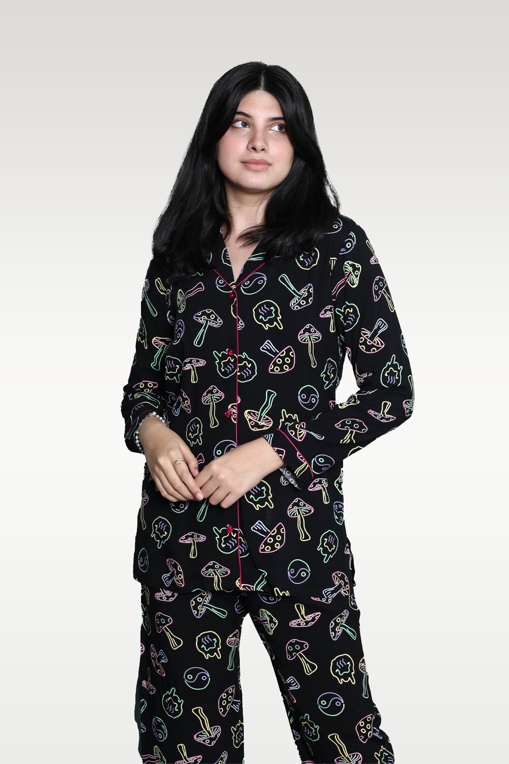 Alish Black Printed Night Dress RMKF