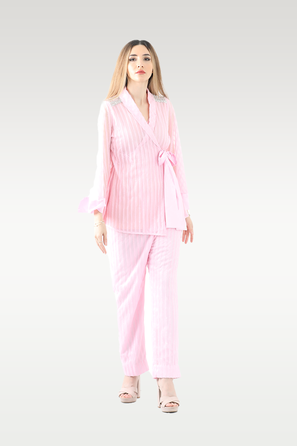 Alish Pink Co ord Set with Designer knot