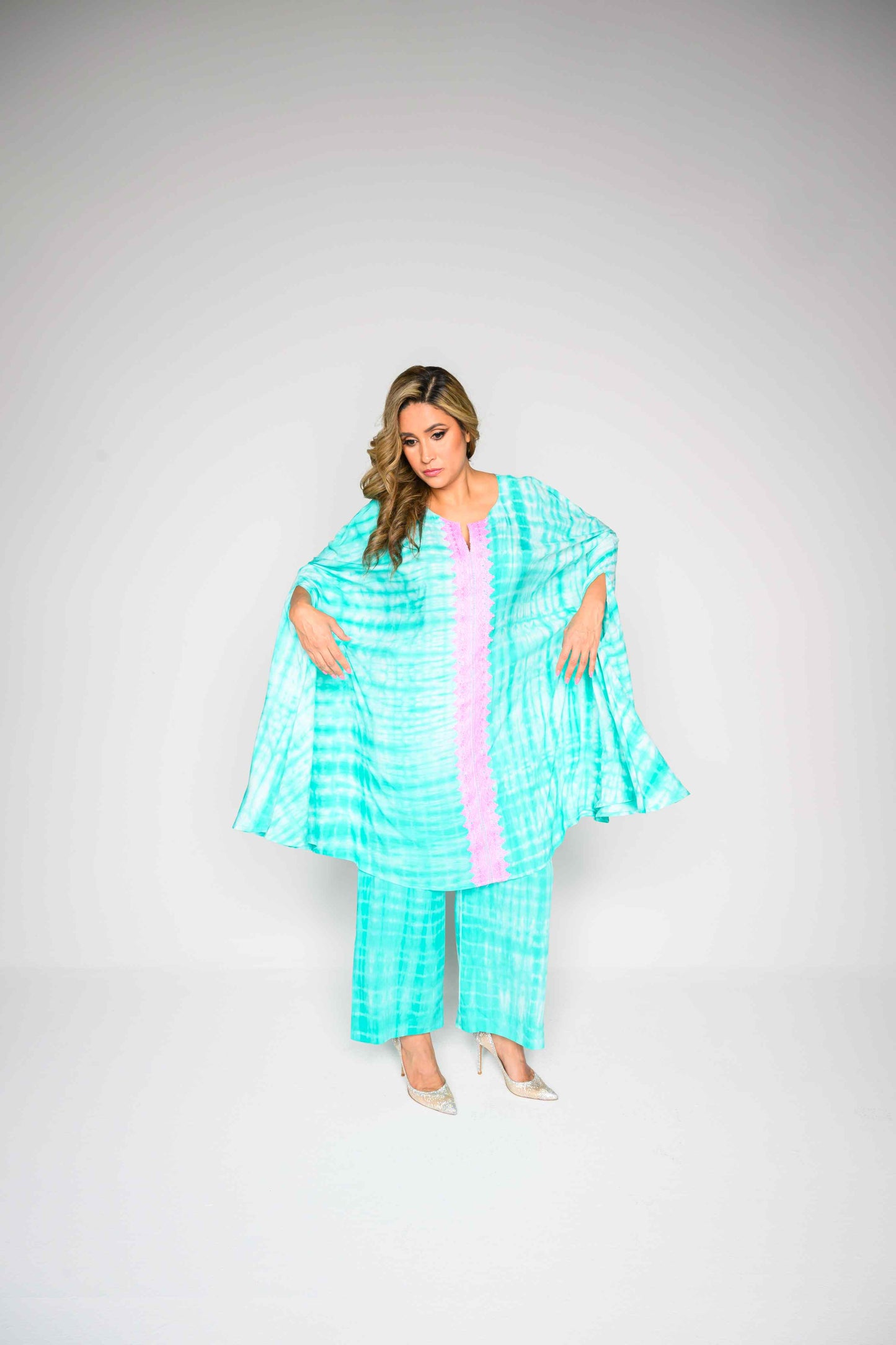 RMCP - Sea Green Crepe Kaftan Co-Ord Set