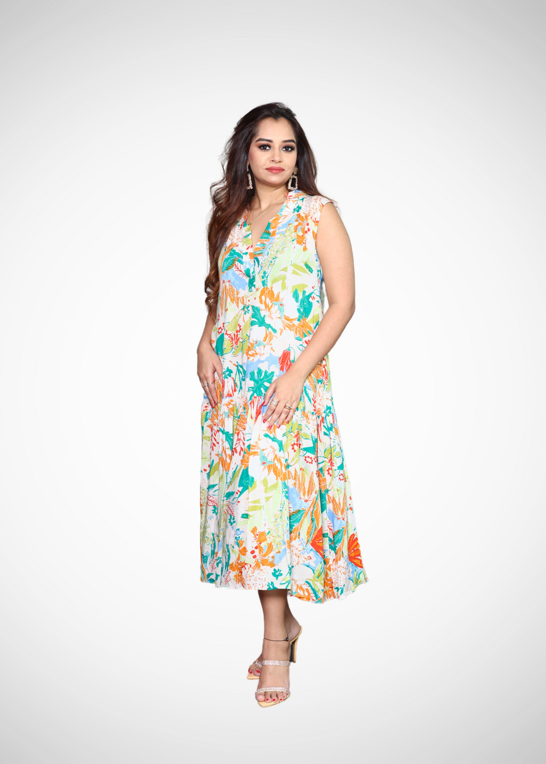 Alish Sleeveless Multi Color Summer Dress RMFH