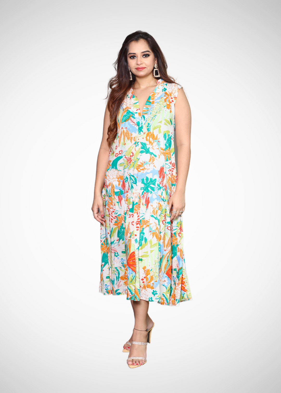 Alish Sleeveless Multi Color Summer Dress RMFH