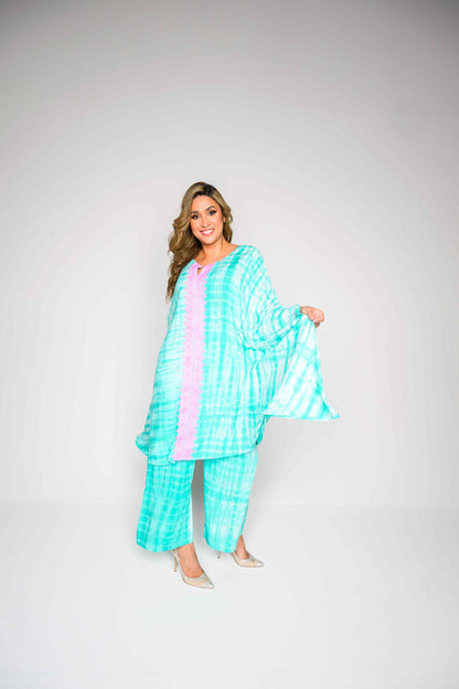 RMCP - Sea Green Crepe Kaftan Co-Ord Set