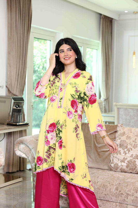 Alish Yellow and Pink Kurti RMCD1