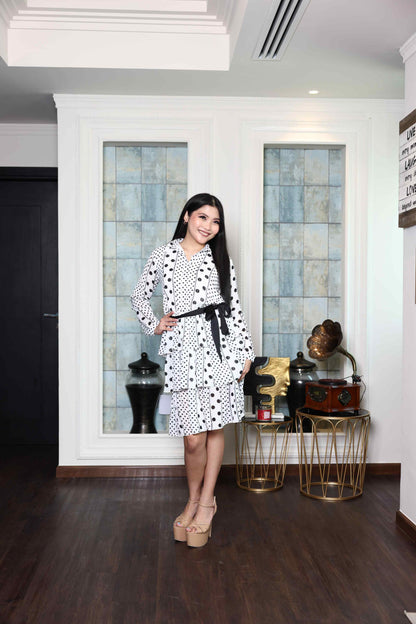 White Polka-Dot Midi Dress RMA